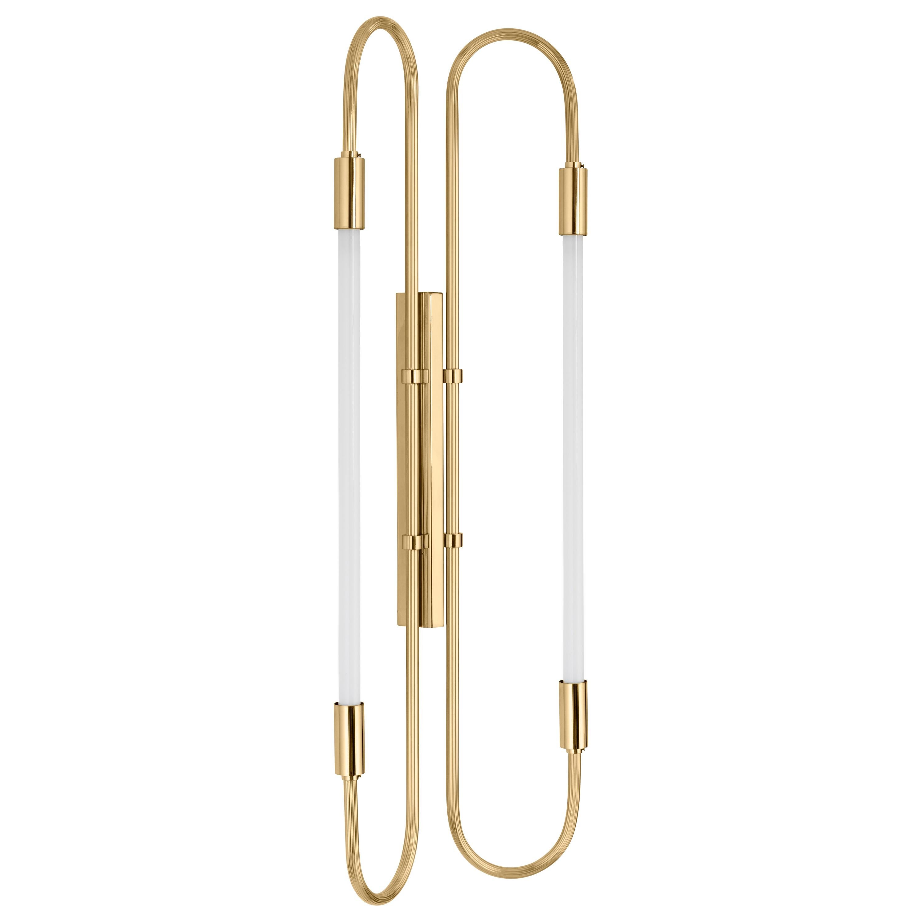 Pair of Back and Brass Wall Lamps Neon Double 170 by Magic Circus Editions In New Condition In Geneve, CH