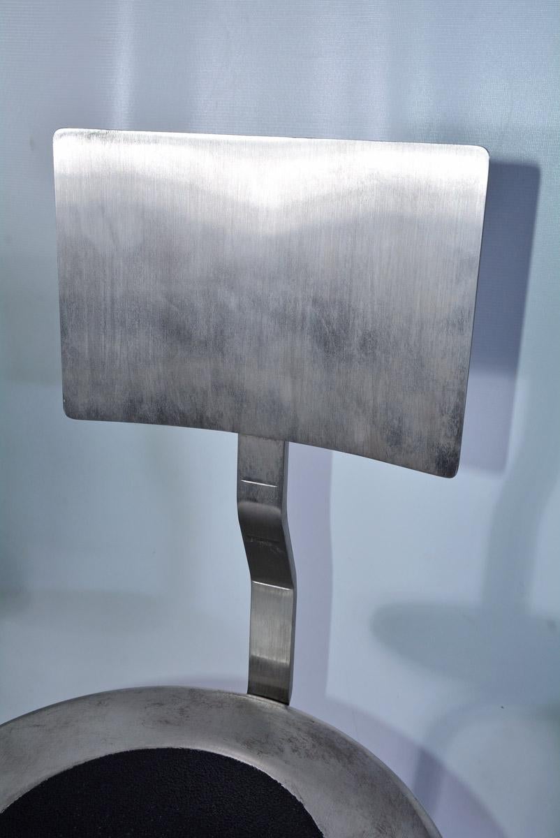 Pair of Backrest Stainless Steel Rotating Stool Saddle Chair with Ss6 In Good Condition For Sale In Sheffield, MA