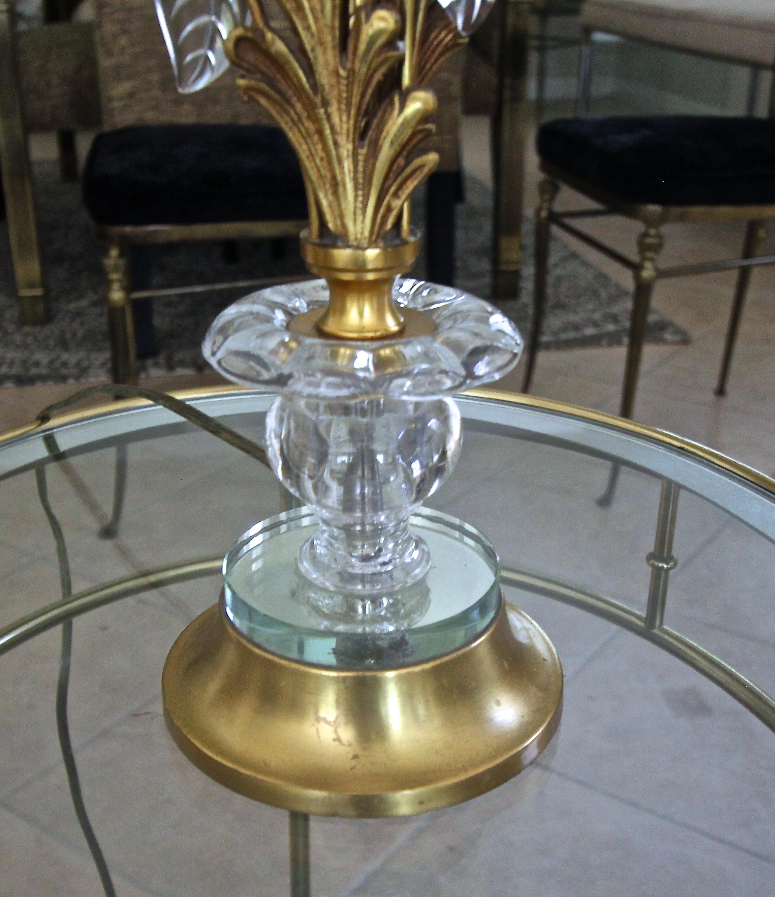 Pair of Baguès French Gilt Bronze Flower Leave Table Lamps 6