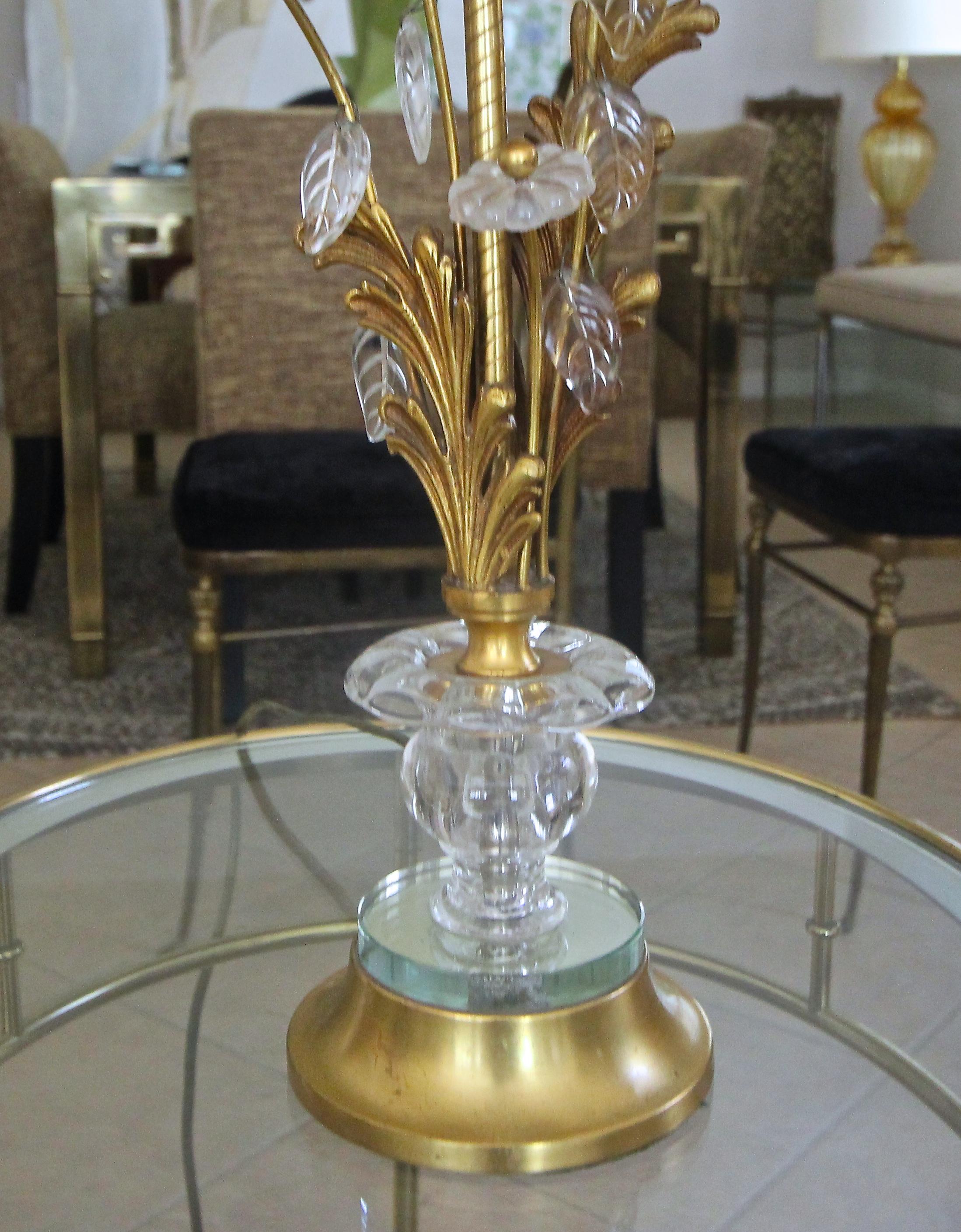 Pair of Baguès French Gilt Bronze Flower Leave Table Lamps 9
