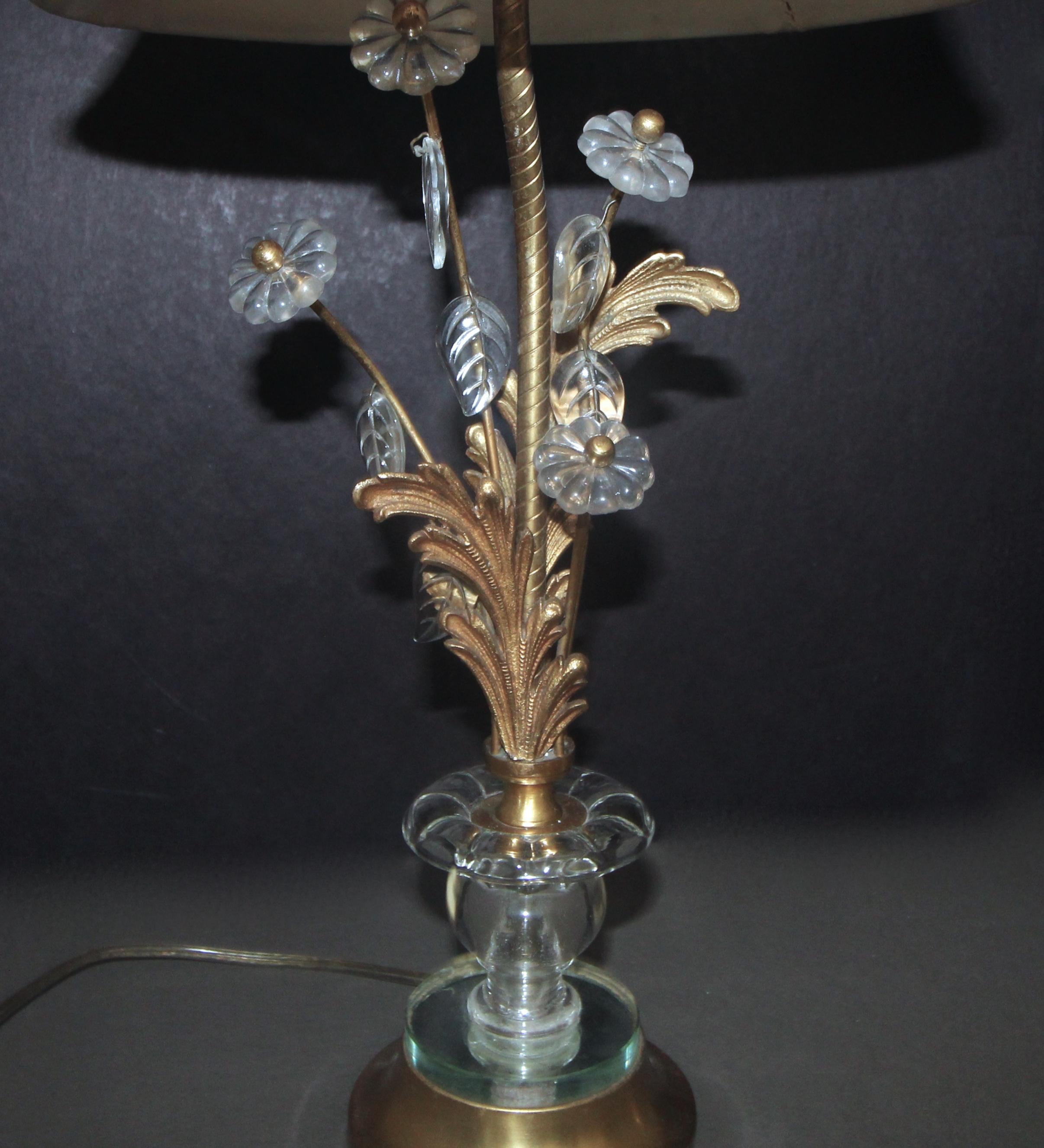 Pair of Baguès French Gilt Bronze Flower Leave Table Lamps 10