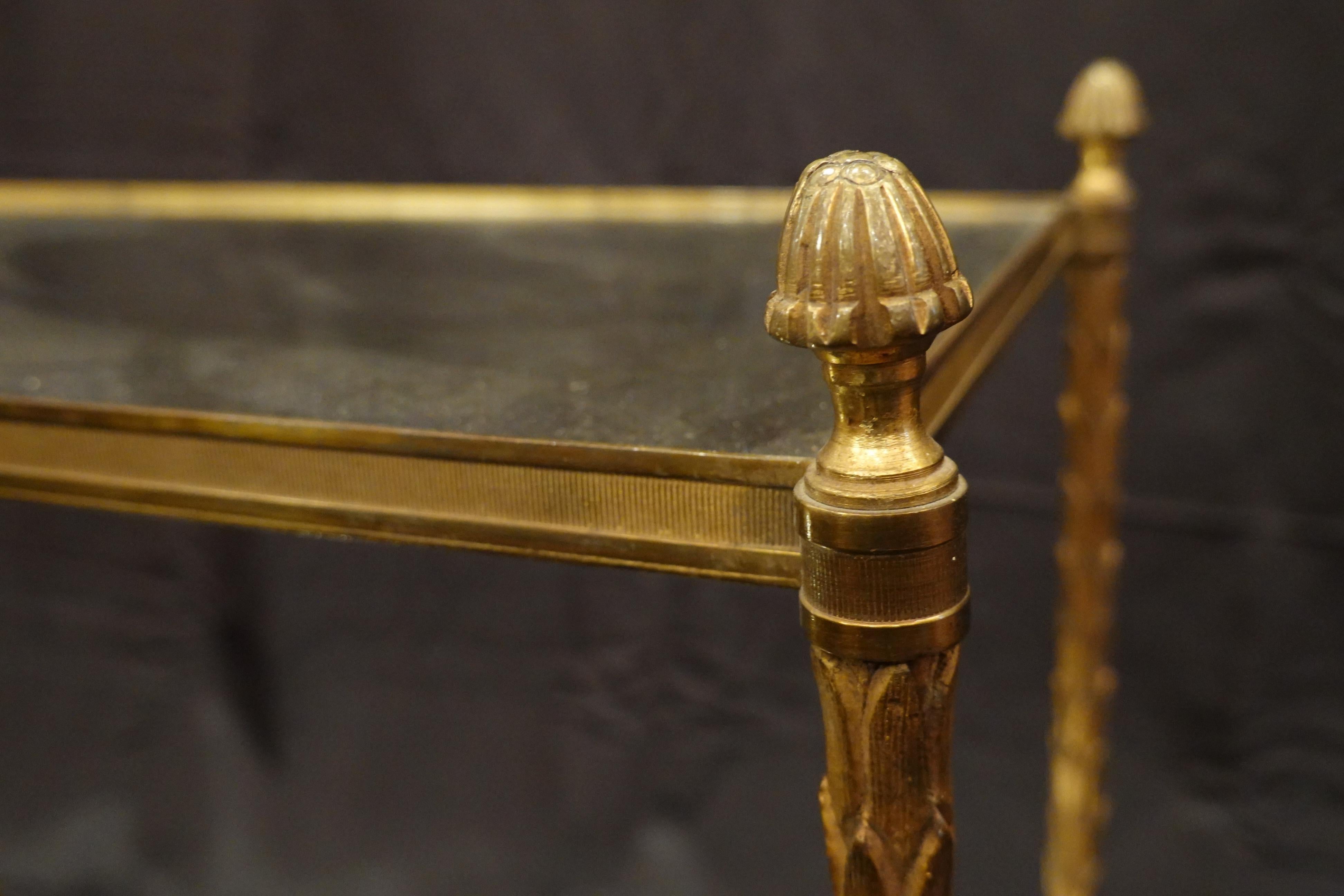 Pair of Bagues Gilt-Bronze Two-Tiered Side Tables with Eglomise Glass Tops 5