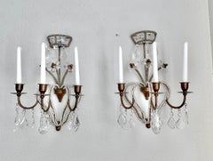 Pair of Bagues Style Crystal Beaded Candle Wall Sconces