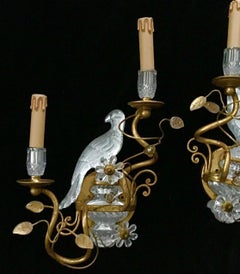 Pair of Bagues Style Crystal Bird Form Sconces