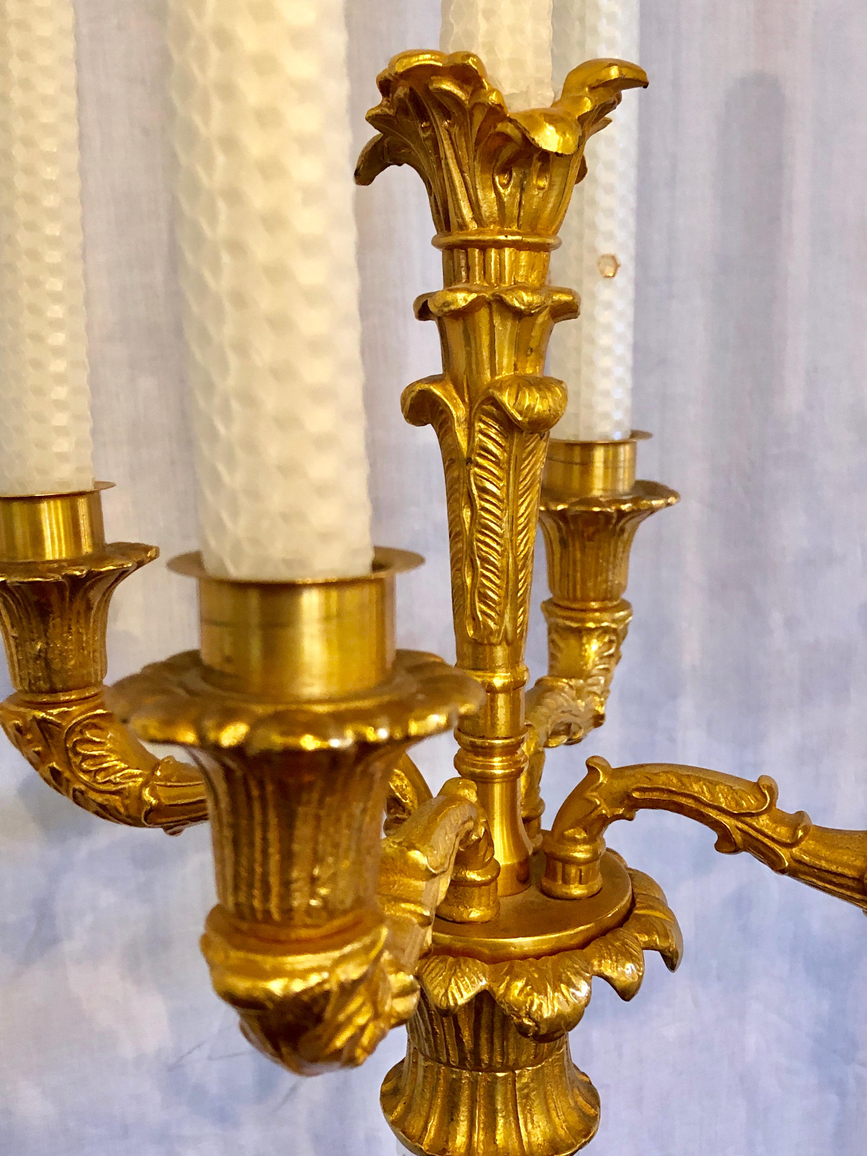 Pair of Baguès Style Cut Crystal and Gilt Brass Table Candelabras or Lamps For Sale 1