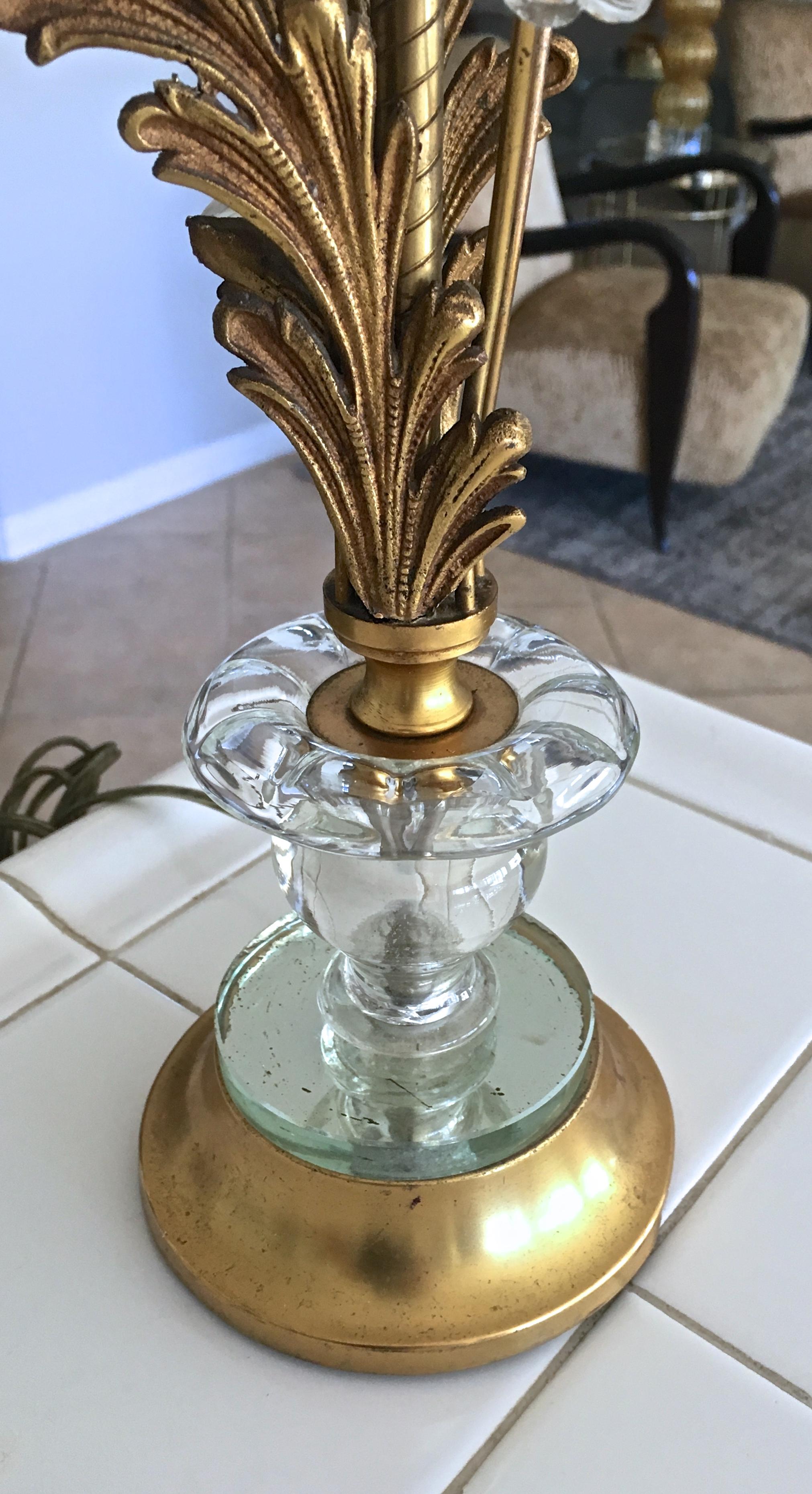 Pair of Baguès Style French Brass Flower and Leaf Table Lamps 5