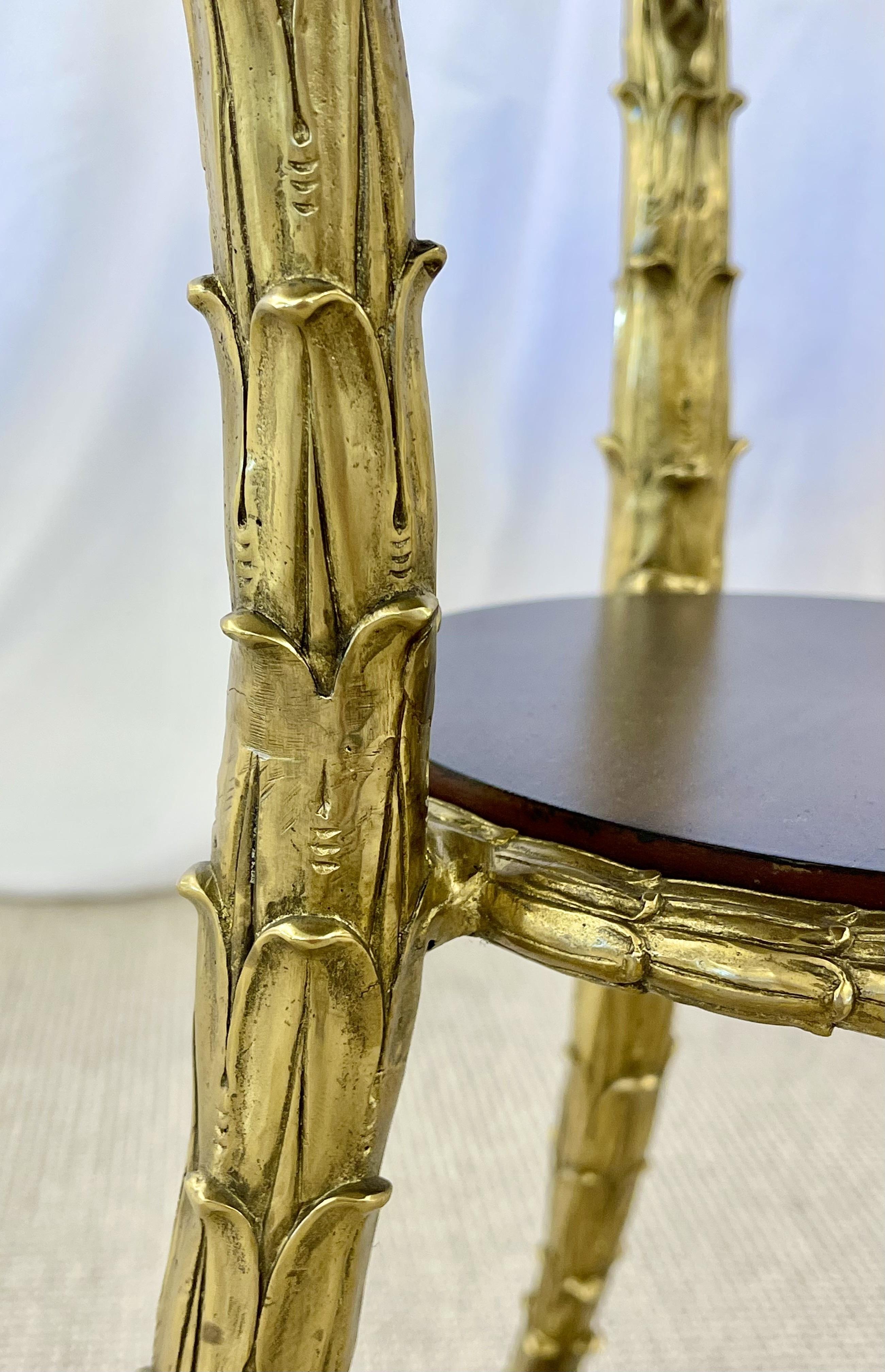 Pair of Bagues Style Gueridon Tables with Bronze Framed Rosewood Tops France 5