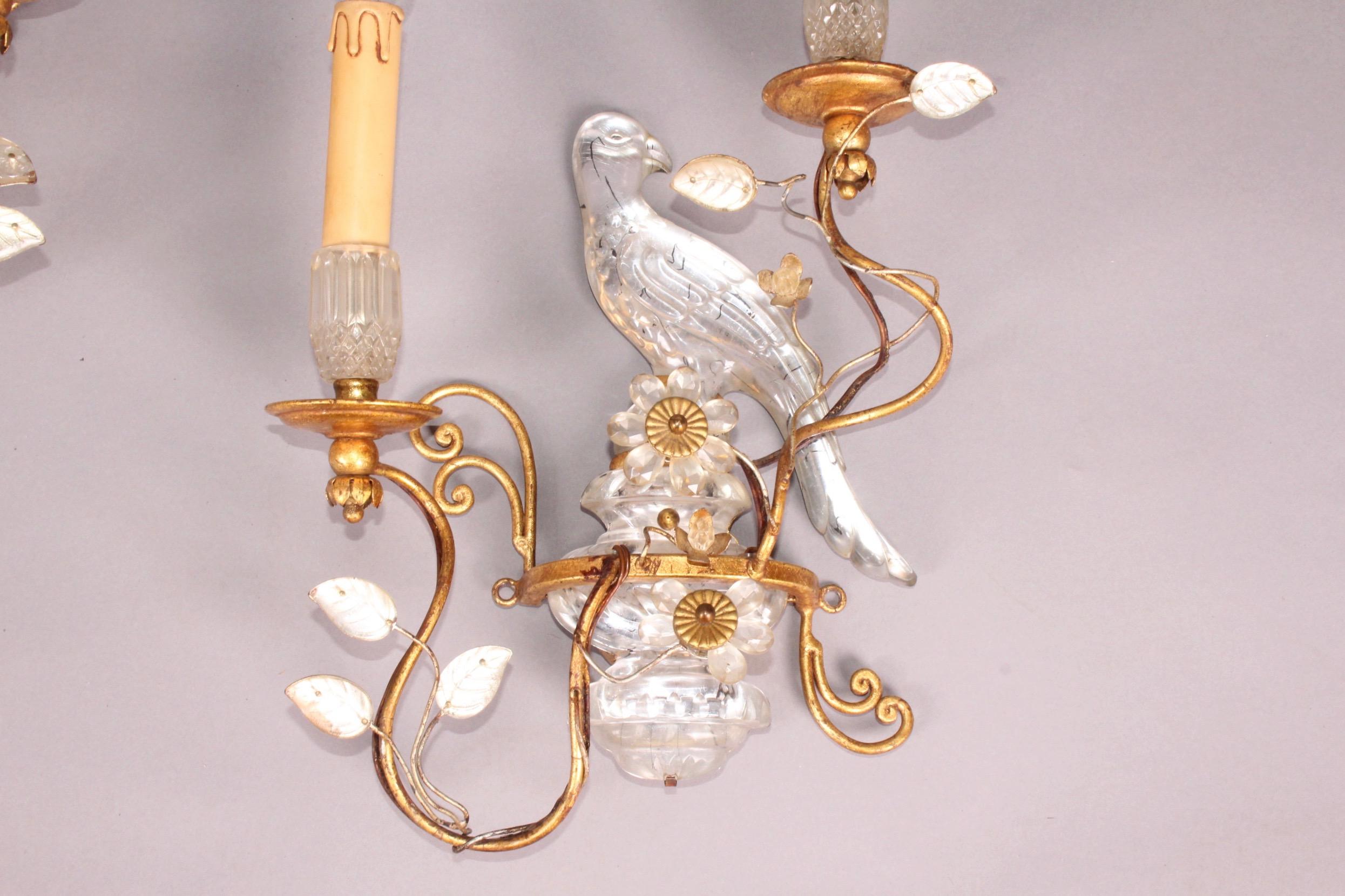 European Pair of Parrot Wall Sconces