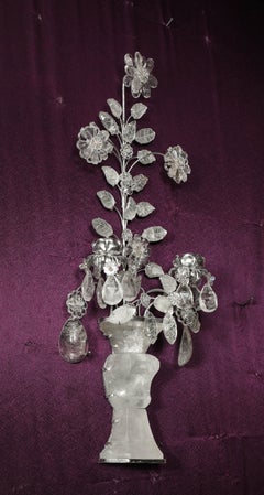 Pair of Bagues Style 'Tree of Life' Silvered Rock Crystal Sconces/Wall Applique