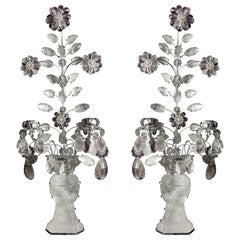 Pair of Bagues Style 'Tree of Life' Silvered Rock Crystal Sconces/Wall Applique