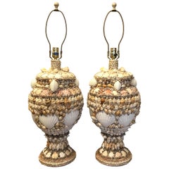 Pair of Bahamian Shell Motif Lamps