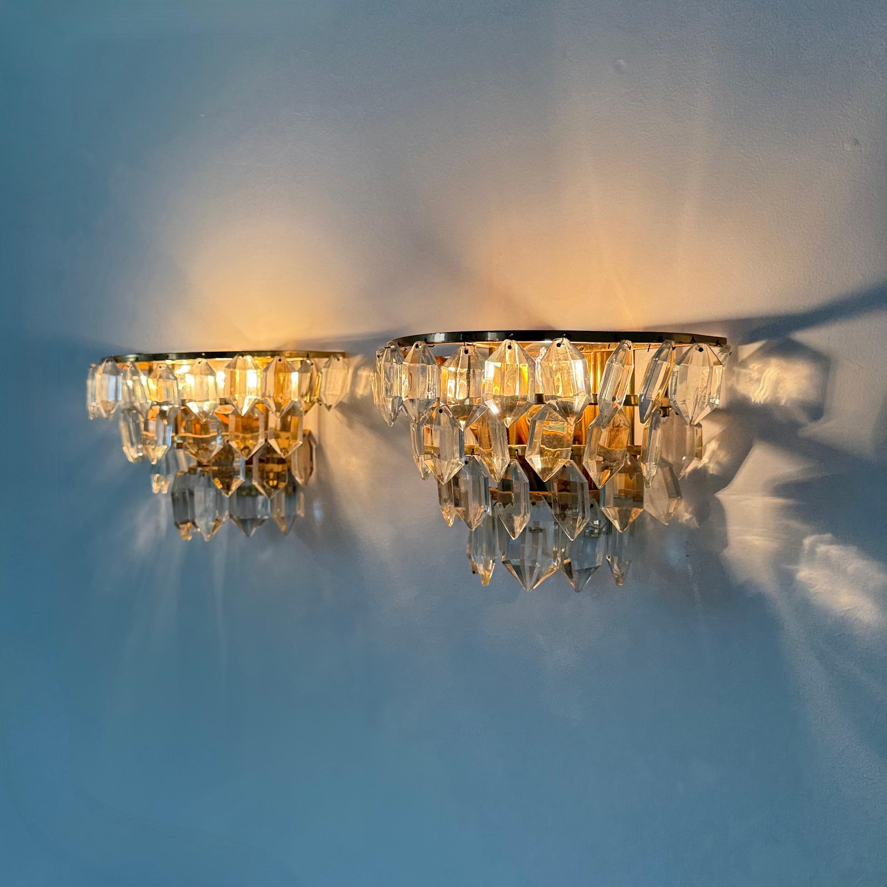 Pair of Bakalowits & Söhne crystal wall lamps , 1960s For Sale 9