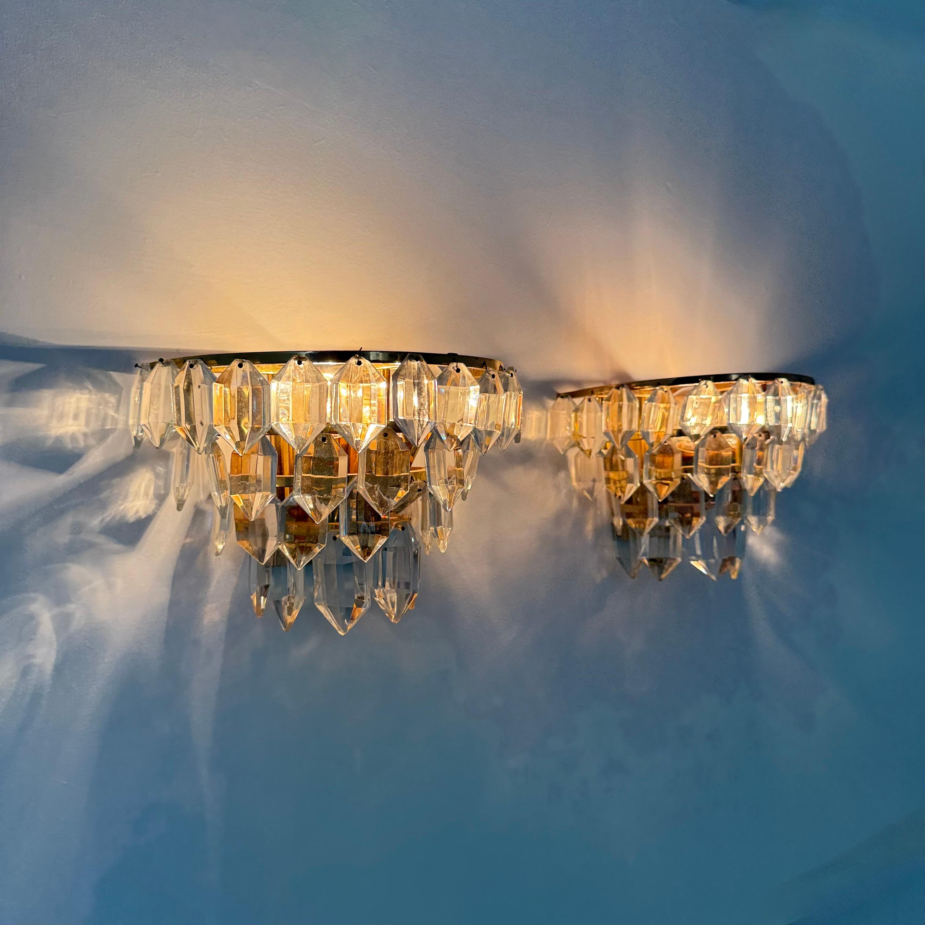 Pair of Bakalowits & Söhne crystal wall lamps , 1960s For Sale 10