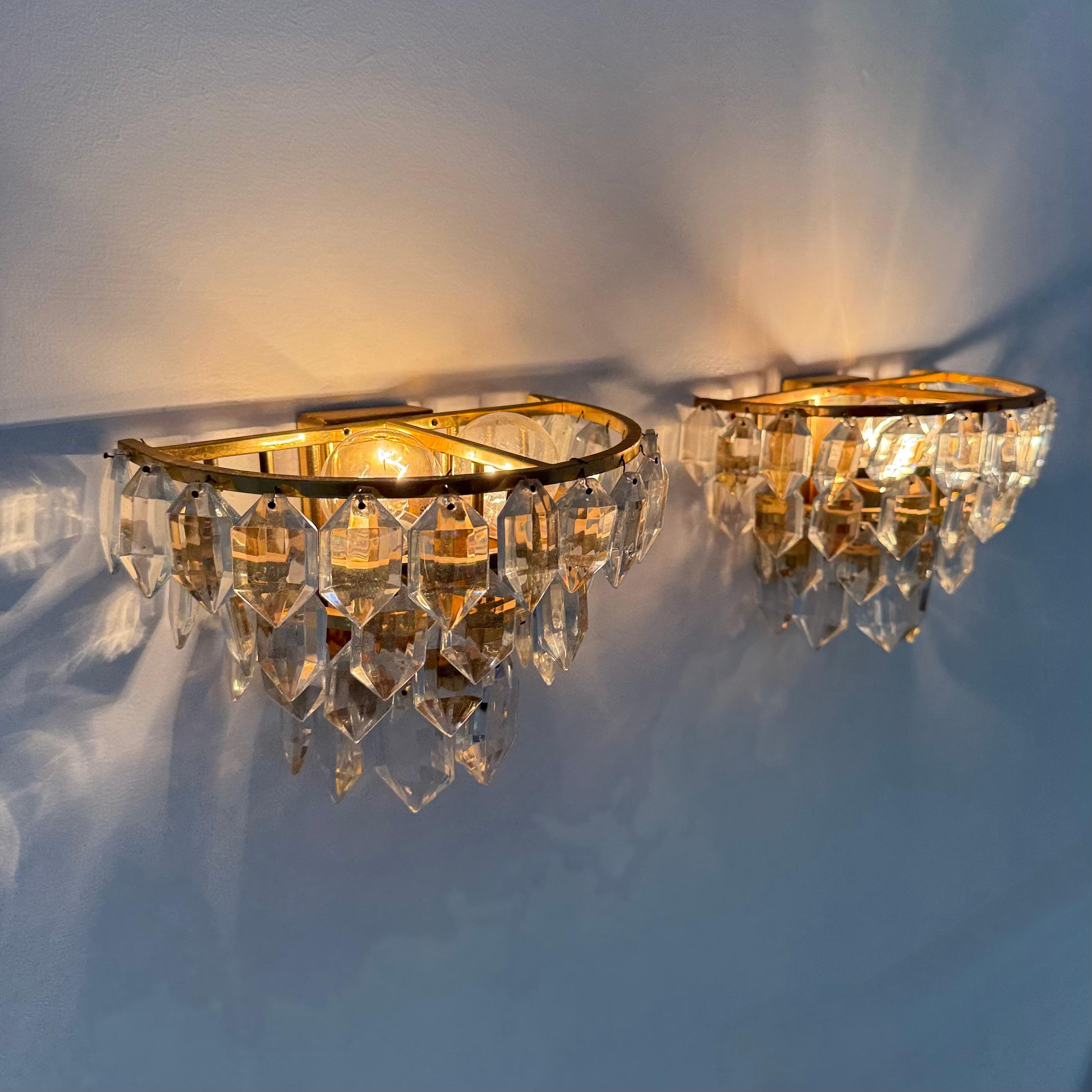 Pair of Bakalowits & Söhne crystal wall lamps , 1960s For Sale 12