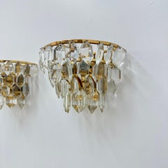 Pair of Bakalowits & Söhne crystal wall lamps , 1960s