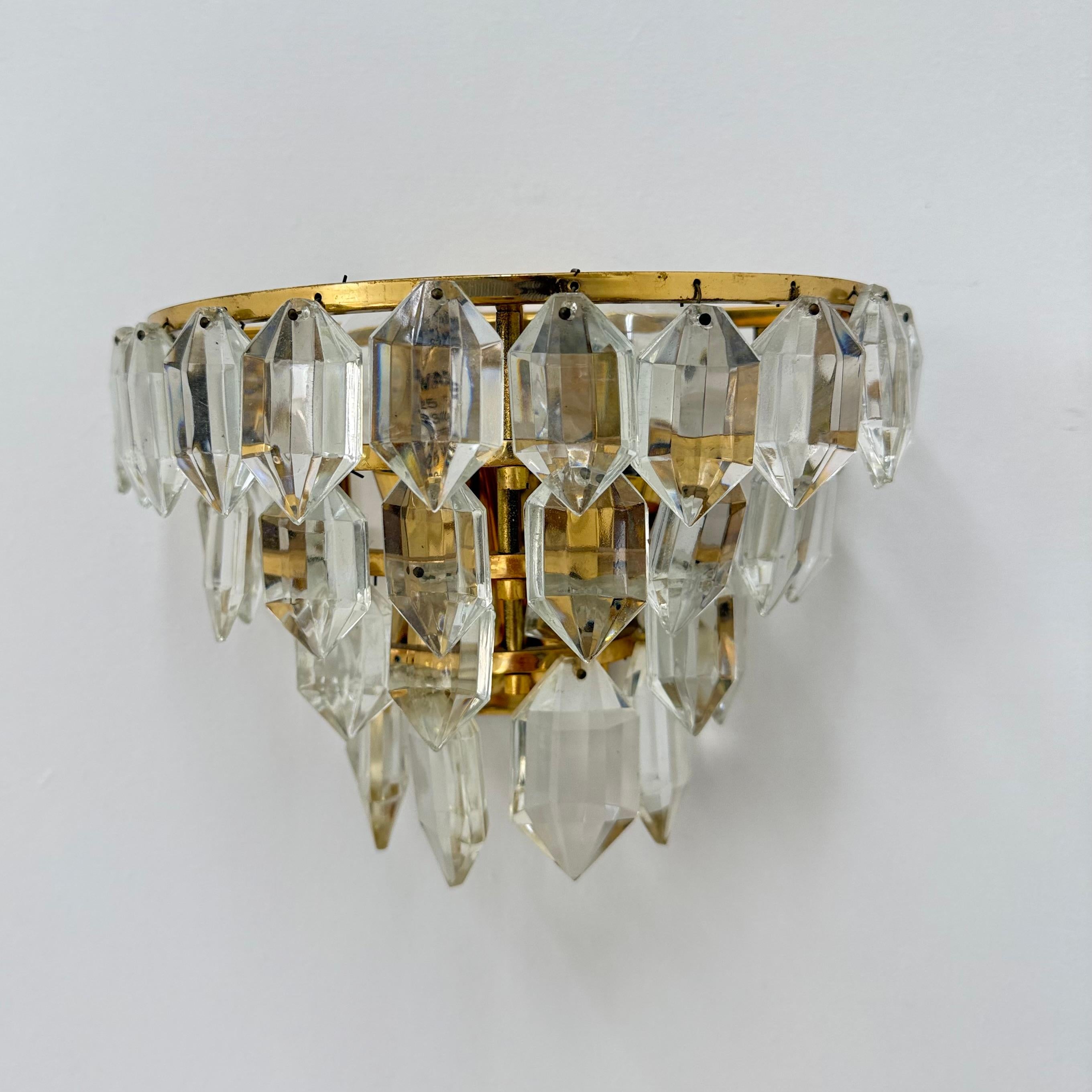 Pair of Bakalowits & Söhne crystal wall lamps , 1960s For Sale 1
