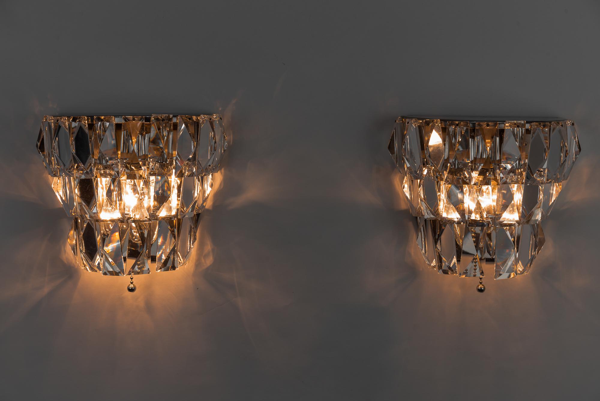 Plated Pair of Bakalowits Wall Lamps, circa 1960s For Sale