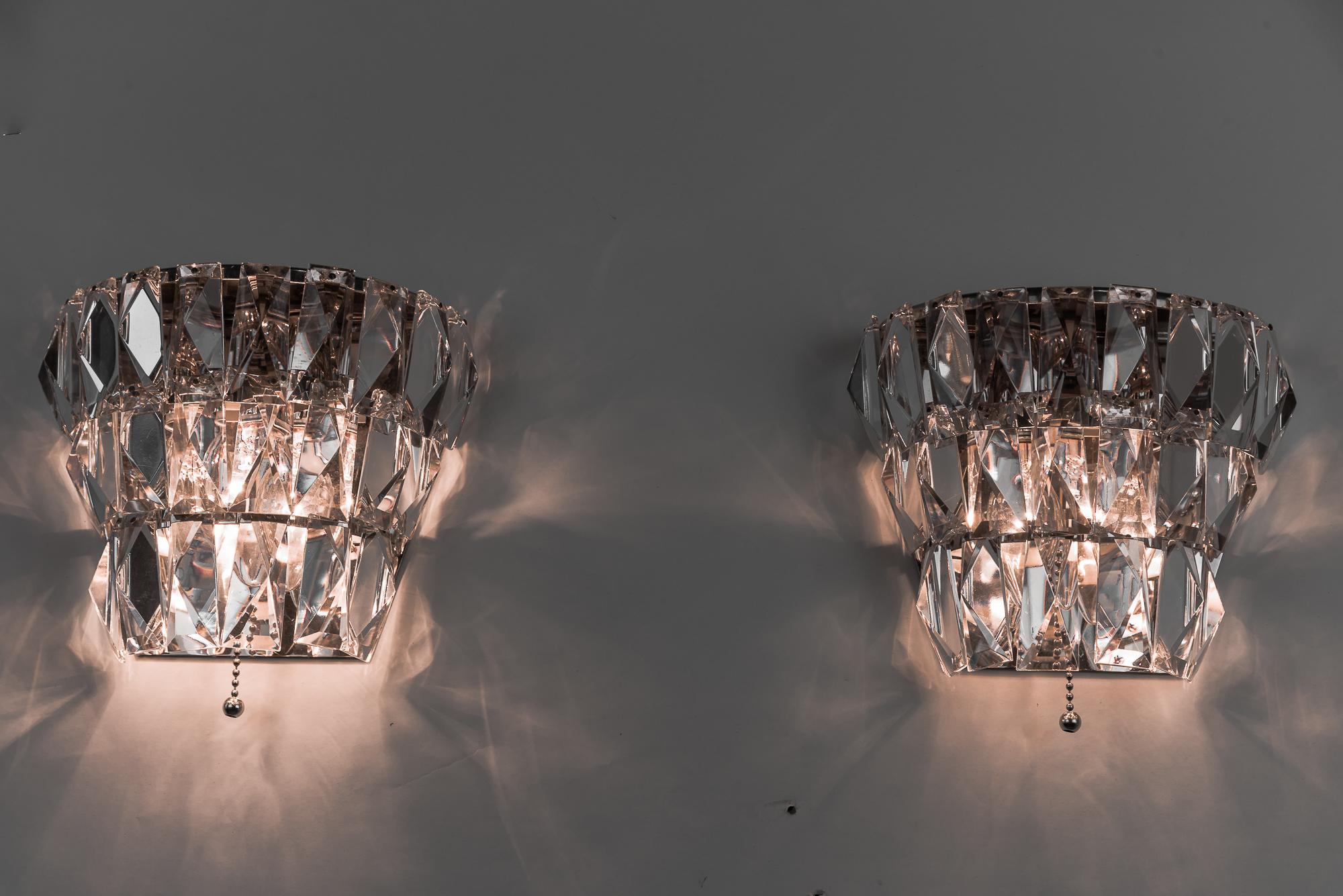 Glass Pair of Bakalowits Wall Lamps, circa 1960s For Sale