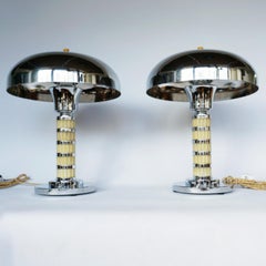 Pair of Bakelite and Chrome Dome Lamps