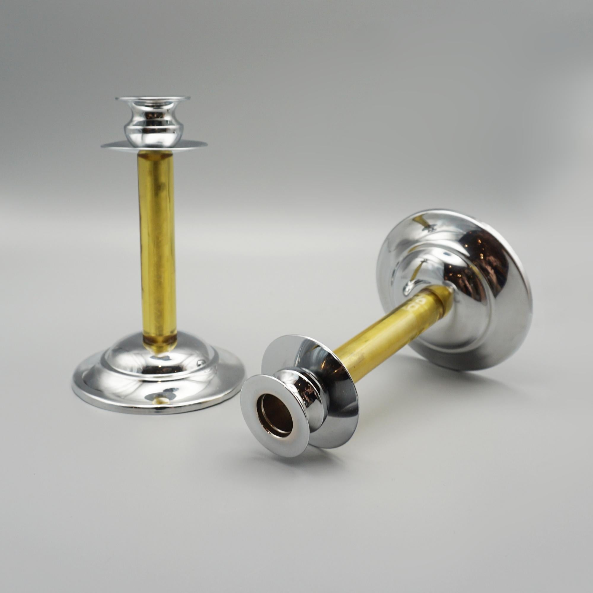 Pair of Bakelite and Chromed Metal Art Deco Style Candlesticks For Sale 1