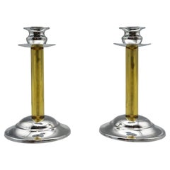 Pair of Bakelite and Chromed Metal Art Deco Style Candlesticks