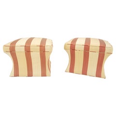 Paire de Baker 1970  Bancs en soie rayée en forme de cubes concaves CLEAN