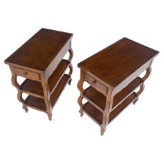 Pair of Baker 3 Tier One Drawer Rectangle Side End Tables Stands MINT