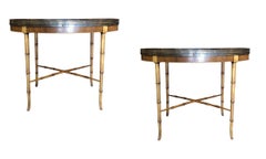 Pair of Baker bamboo Oval Side Tables, Late-20th Century