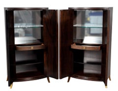 Pair of Baker Bevel Bar Cabinets by Thomas Pheasant