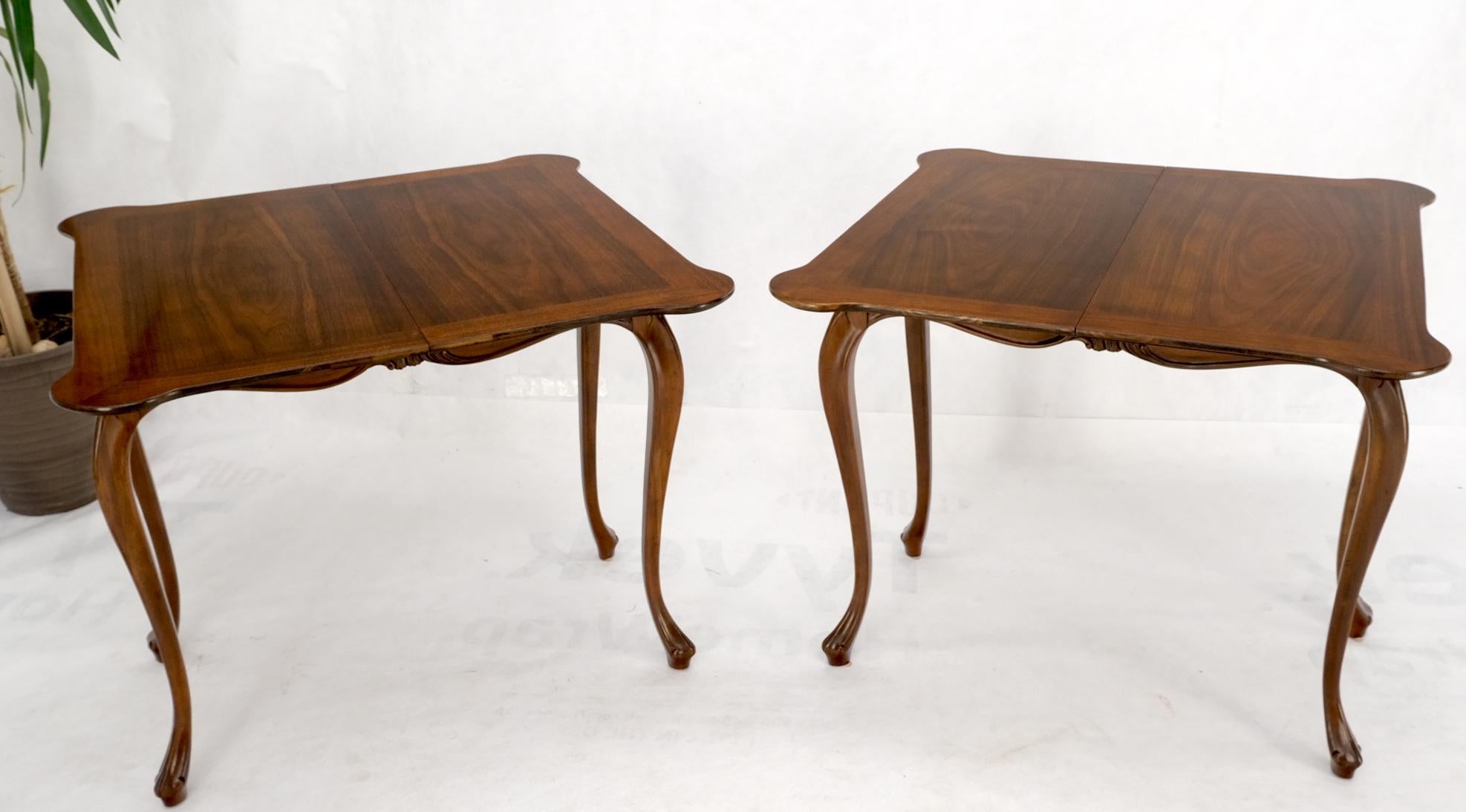 Pair of Baker Burl Wood Flip Top Convertible Console Table to Game Dining Tables For Sale 5