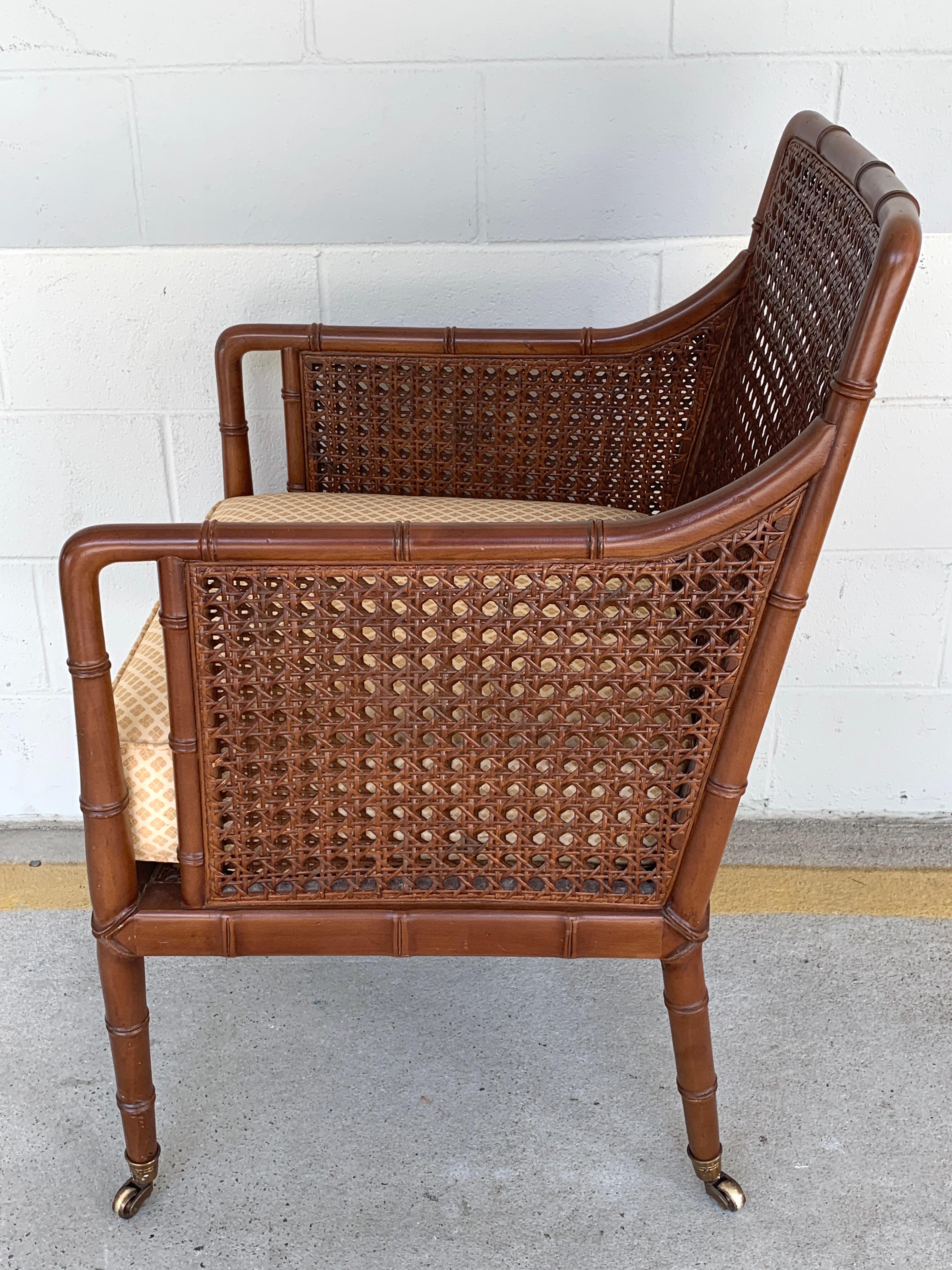 Pair of Baker Campaign Style Chairs, with Faux Bamboo Detail 1