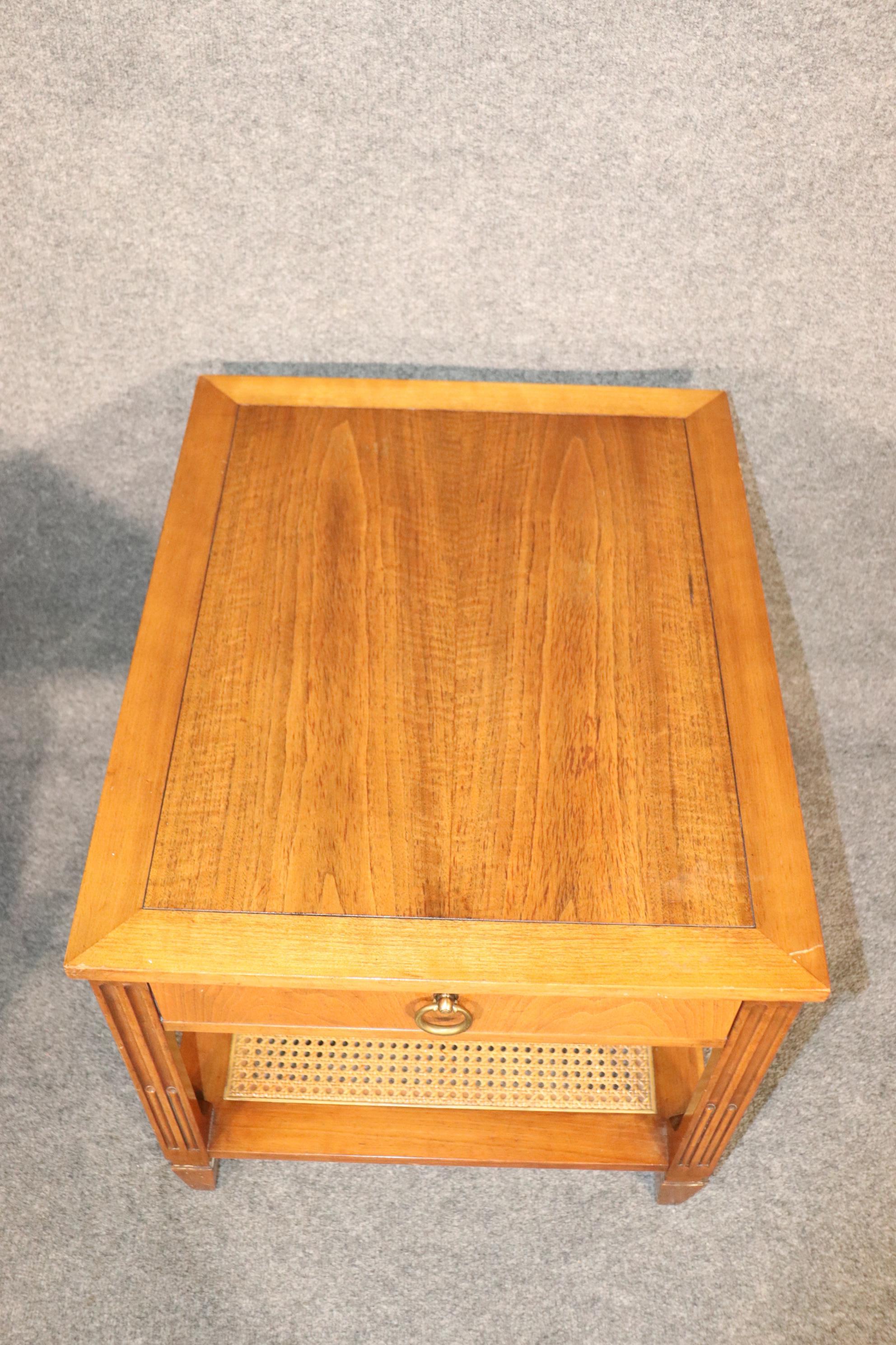 Pair of Baker Cane Bottom Mid-Century Modern Cherry End Tables circa 1950 5