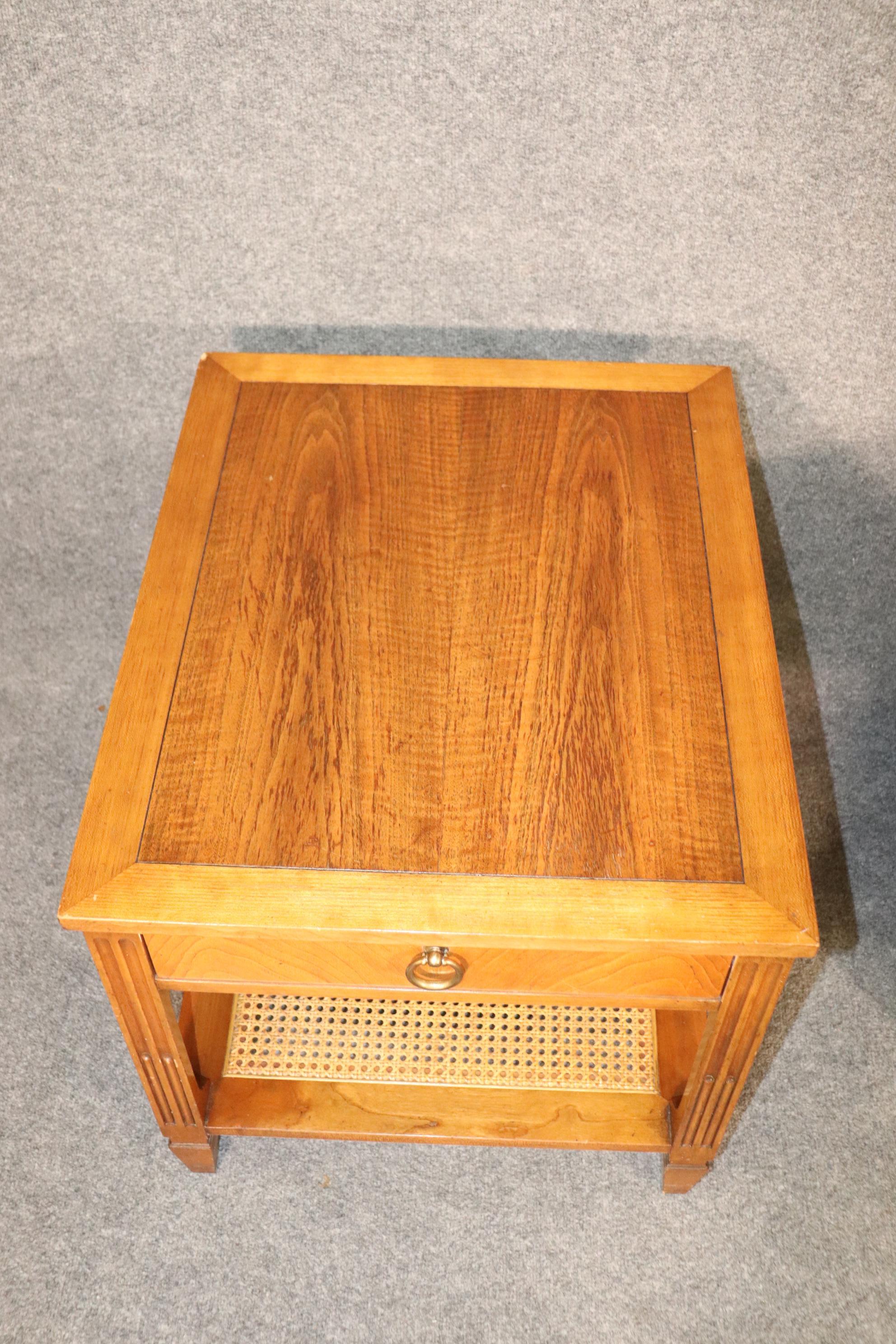 Pair of Baker Cane Bottom Mid-Century Modern Cherry End Tables circa 1950 4