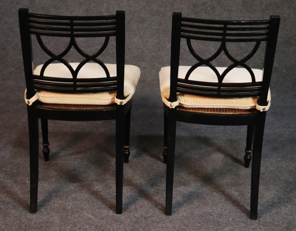 Upholstery Pair of Baker Charleston Collection Regency Style Side Chairs
