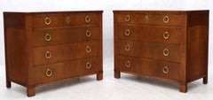 Pair of Baker Cherry Bachelor Chests Dressers with Heavy Solid Ring Pulls