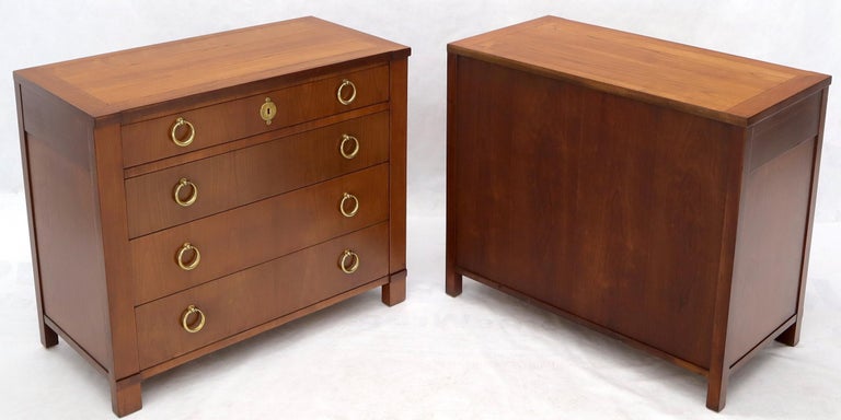 American Pair of Baker Cherry Bachelor Chests Dressers with Heavy Solid Ring Pulls For Sale