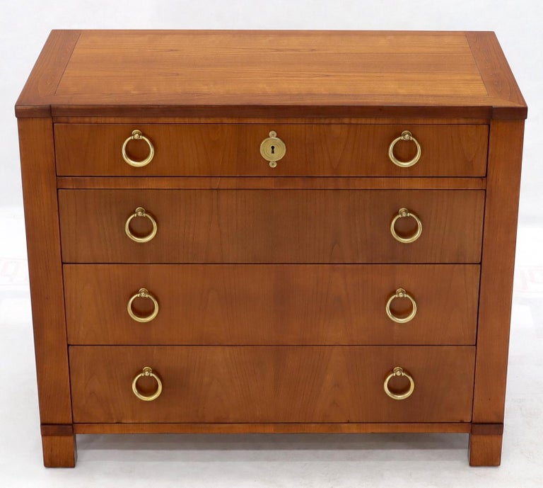 20th Century Pair of Baker Cherry Bachelor Chests Dressers with Heavy Solid Ring Pulls For Sale