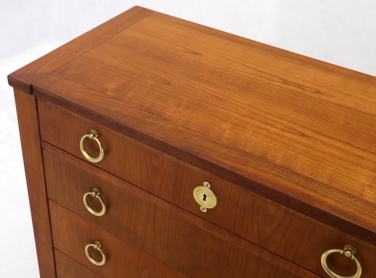 Pair of Baker Cherry Bachelor Chests Dressers with Heavy Solid Ring Pulls For Sale 1