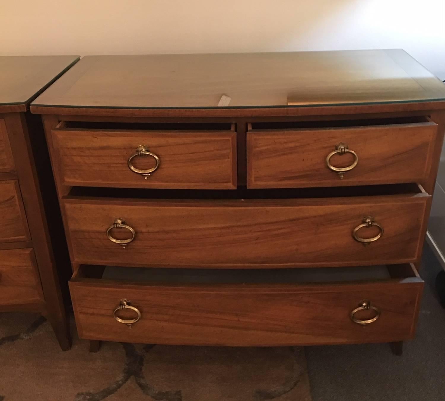 Pair of Baker Chests with Glass Tops In Excellent Condition In Raleigh, NC