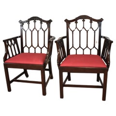 Vintage Pair of Baker Chippendale Arm Chairs