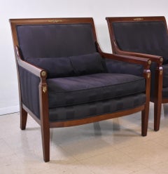 Pair of Baker Empire Style Mahogany Occasional Side Chairs