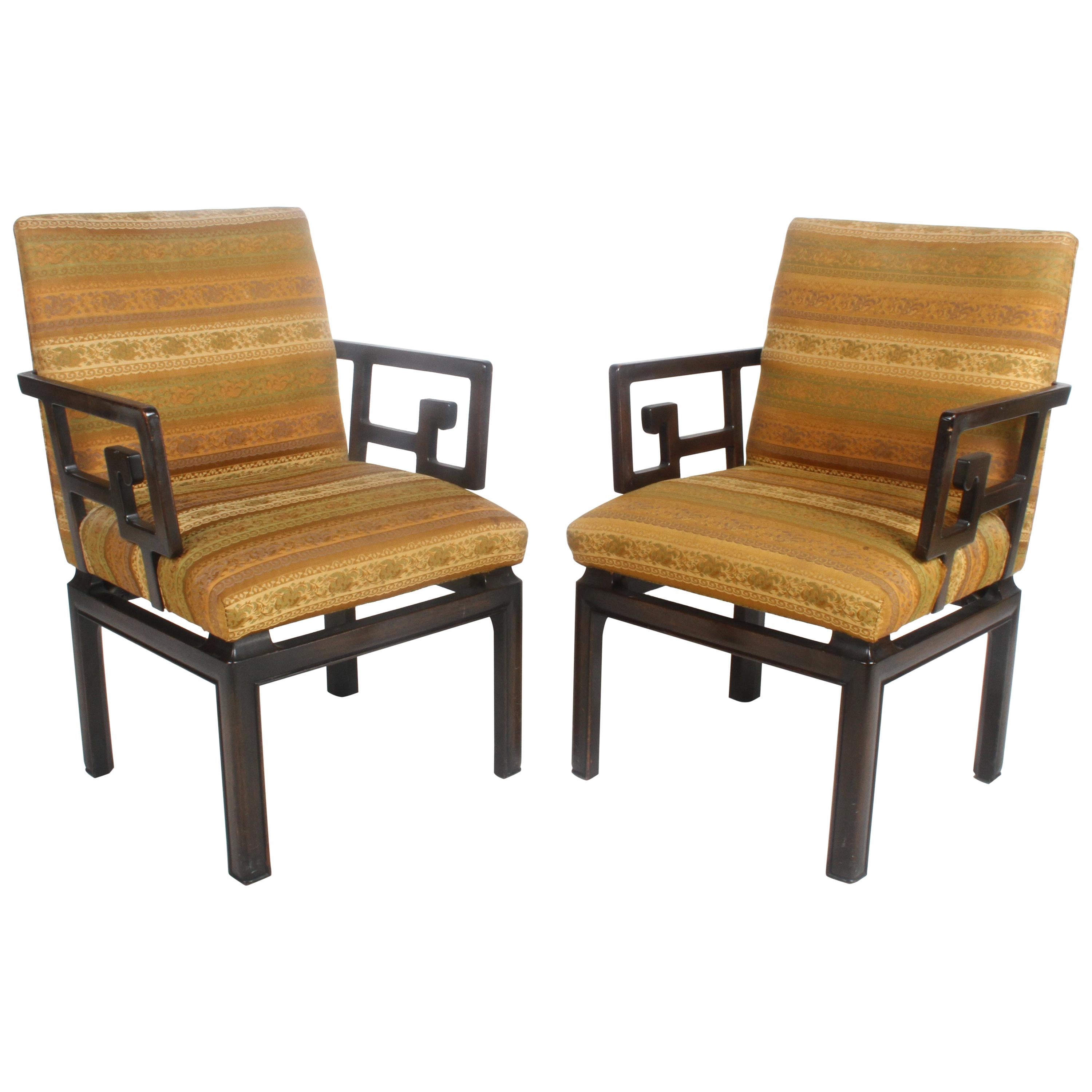 Pair of Baker Far East Greek Key Dining or Occasional Chairs