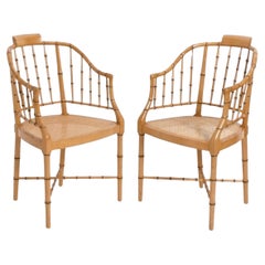 Paire de fauteuils Baker en faux bambou Fauteuils Chinoiserie
