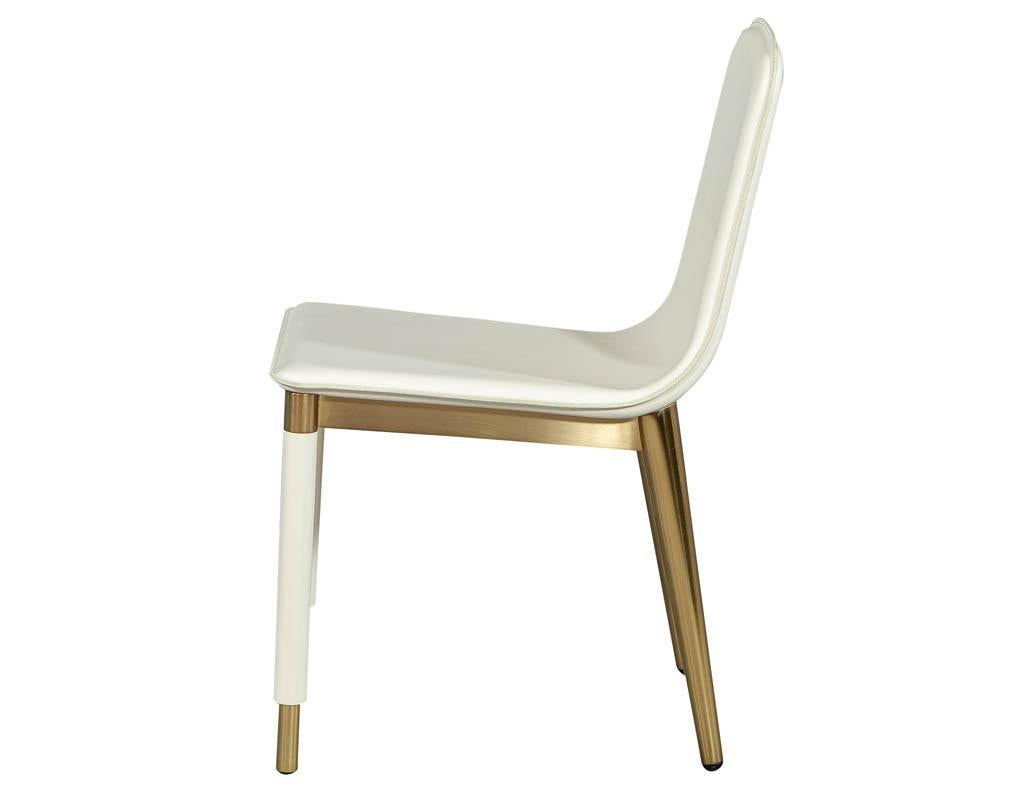 Modern Pair of Baker Folio Side Chairs in White Leather