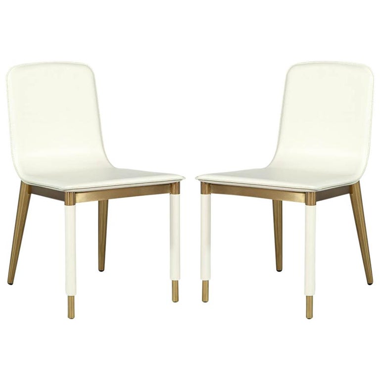 Pair of Baker Folio Side Chairs in White Leather at 1stDibs folio 21