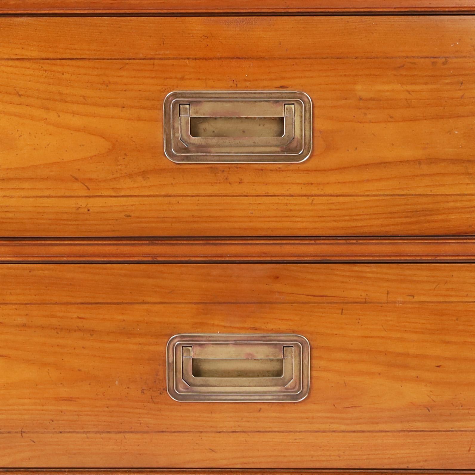  Pair of Baker Fruitwood Campaign Style Chests For Sale 1