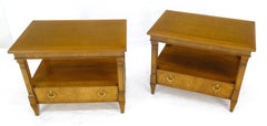 Pair of Baker Fuitwood One Drawer Two Tier Nightstands End Tables Stands MINT!