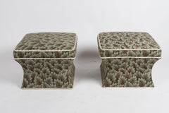 Pair of Baker Furniture Co. Large Sculpted Form 70's or 80's Ottomans or Poufs