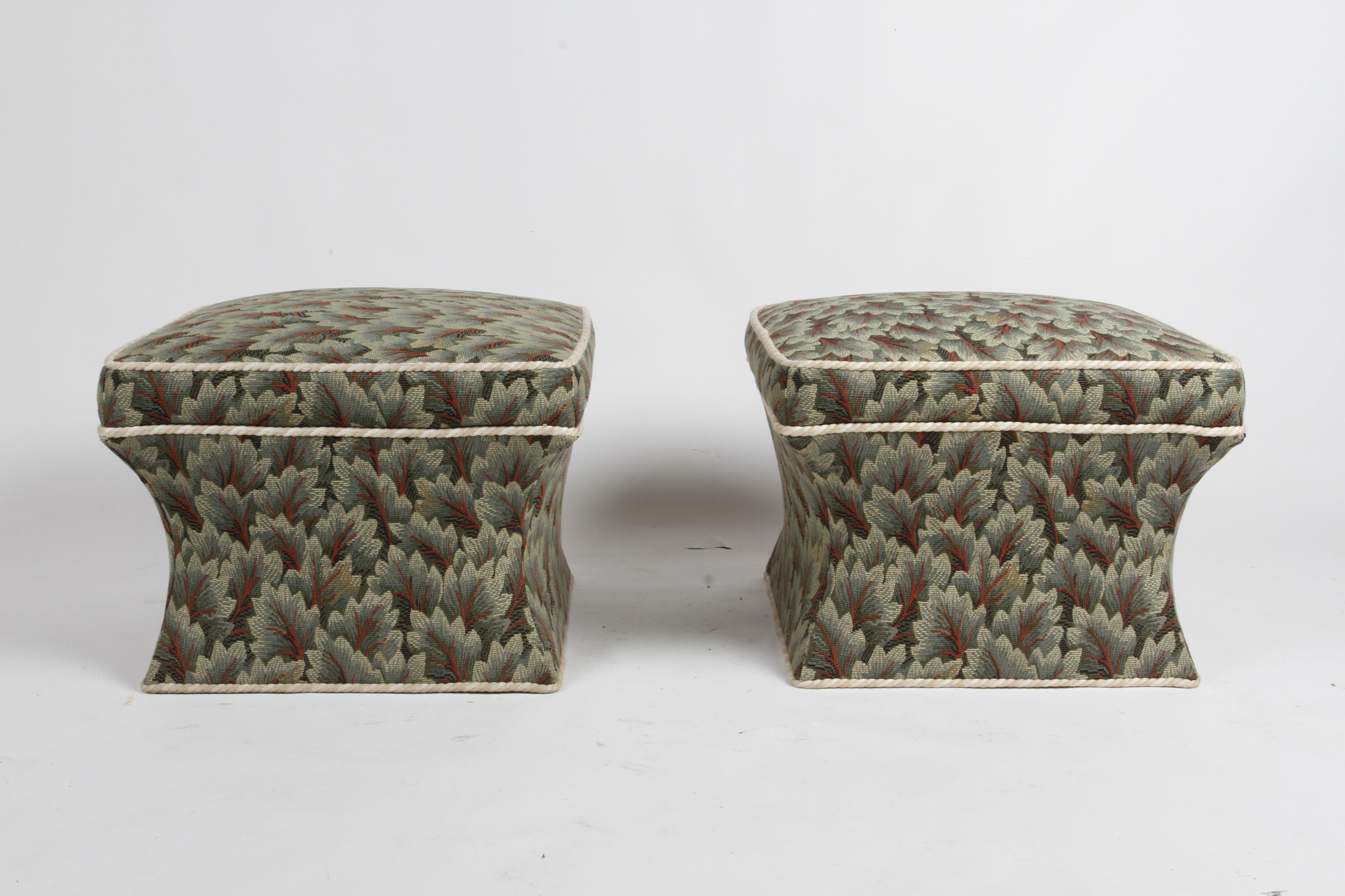 Hollywood Regency Pair of Baker Furniture Co. Large Sculpted Form 70's or 80's Ottomans or Poufs For Sale