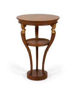 Pair of Baker Furniture Company Neoclassical-Style Circular Mahogany End